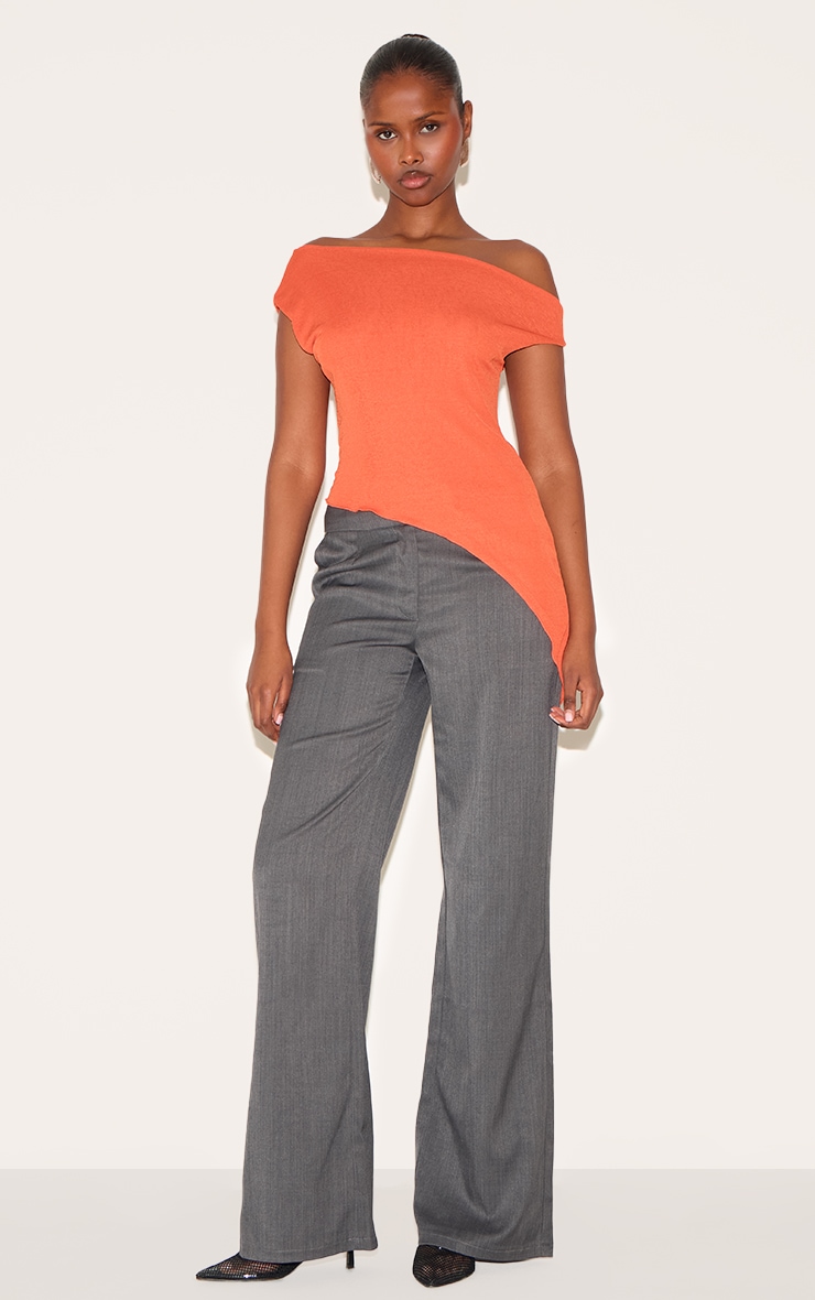 Paprika Burnout Mesh Asymmetric Long Top image 3