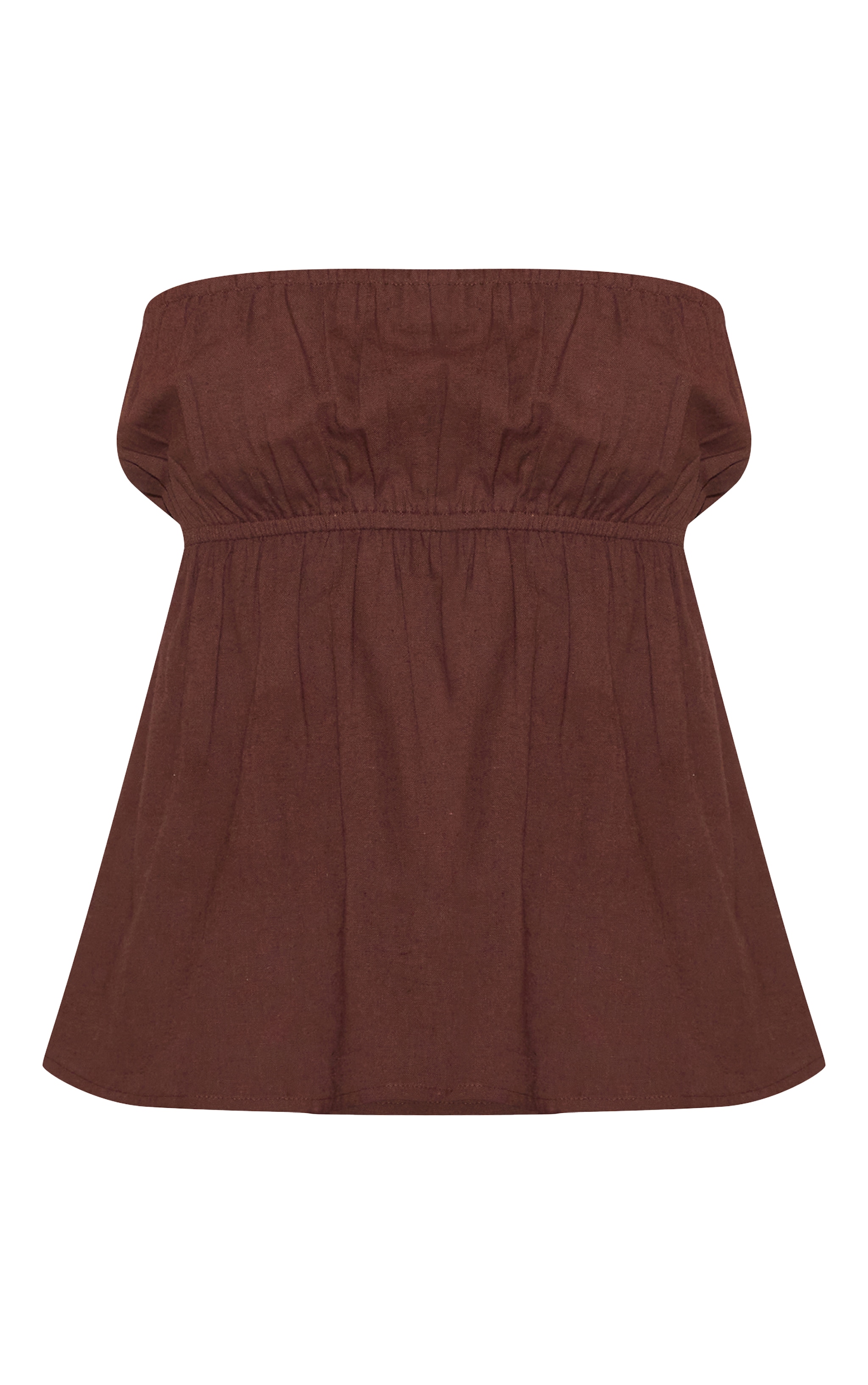 Top bustier en effet lin péplum marron image 5