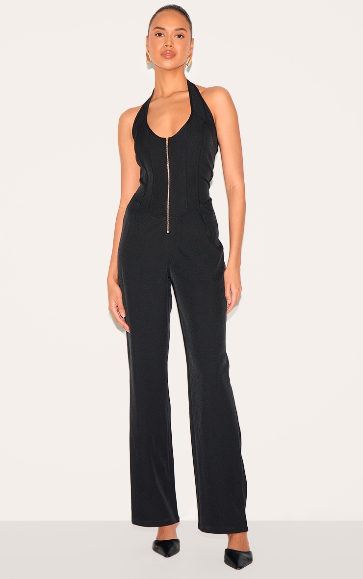 Combaison large noire à zip devant et détail corset tombant image 1