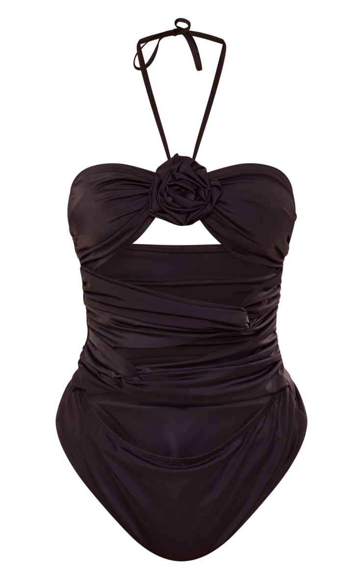 Black Flower Trim Swimsuit image 5