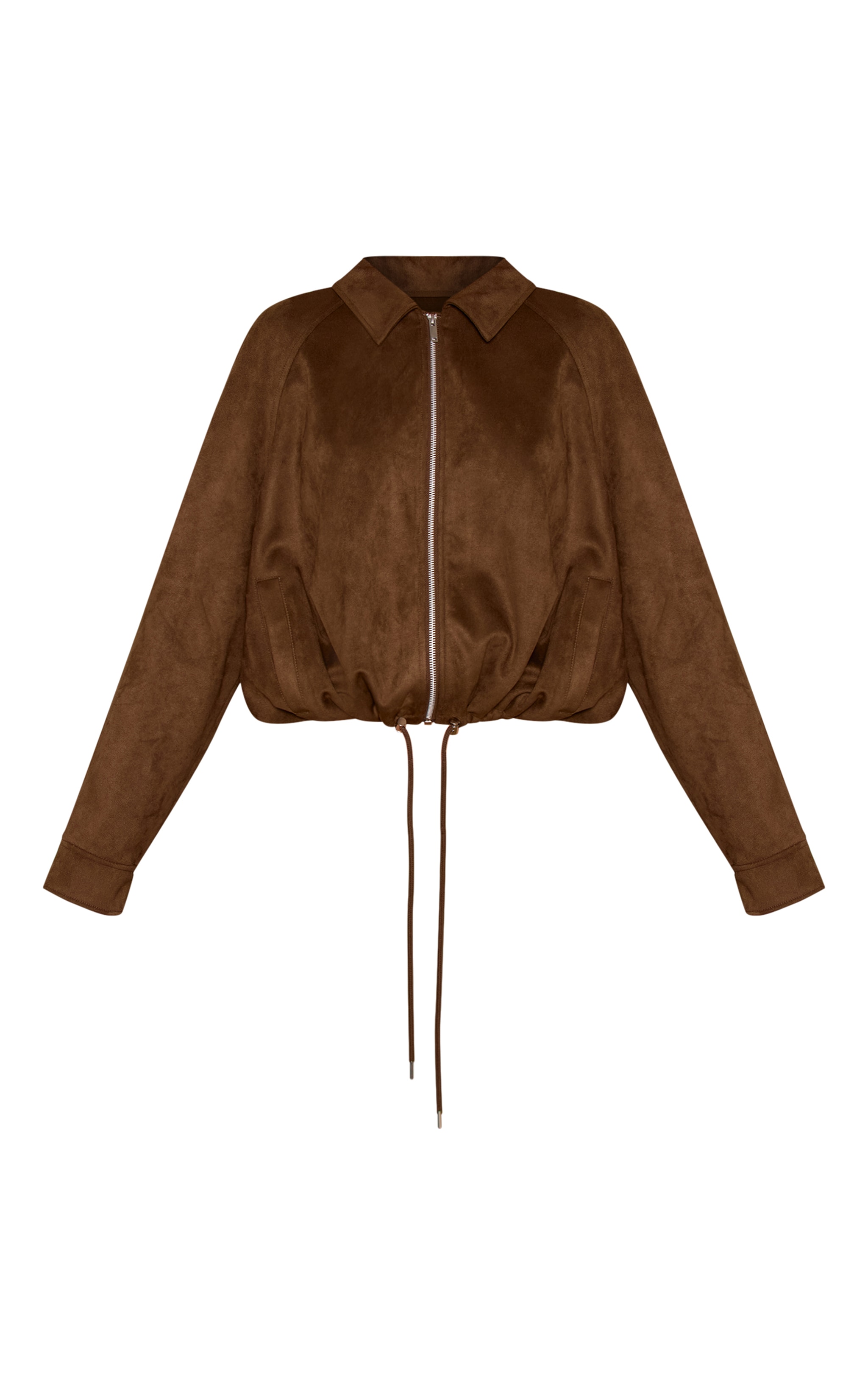 Veste légère en suédine kaki à zip et ourlet froncé image 5