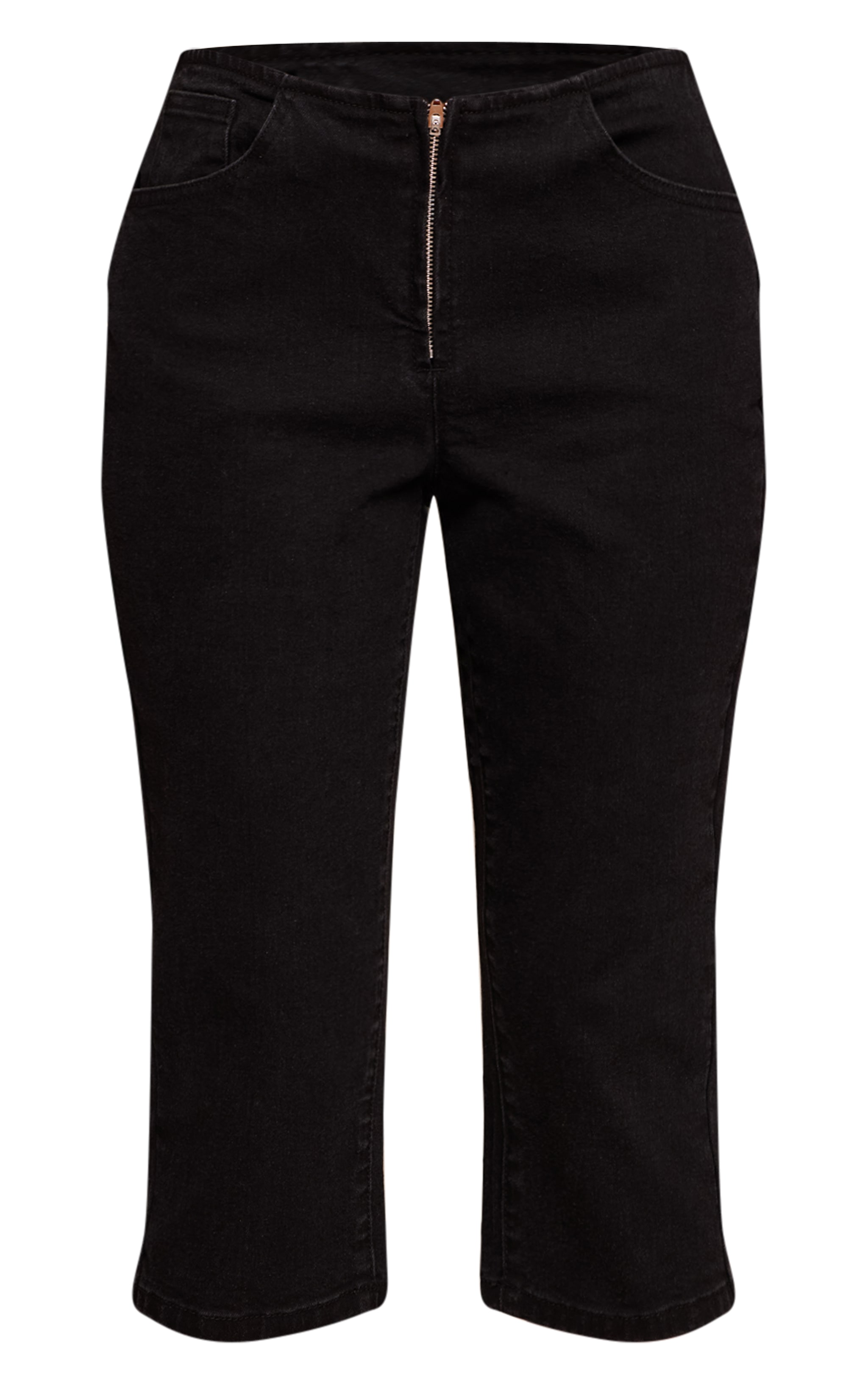 Black Denim Low Rise Capri image 5