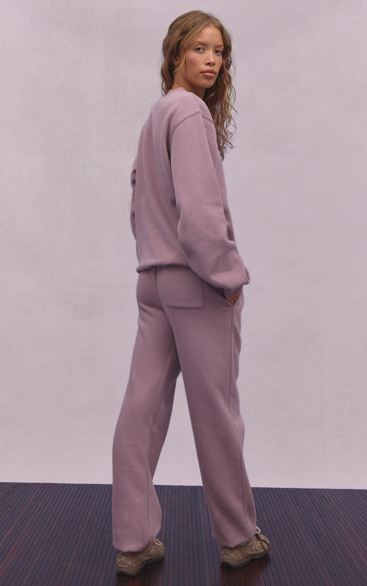 Mauve Cotton Fleece Cuffed Sweat Pants image 3