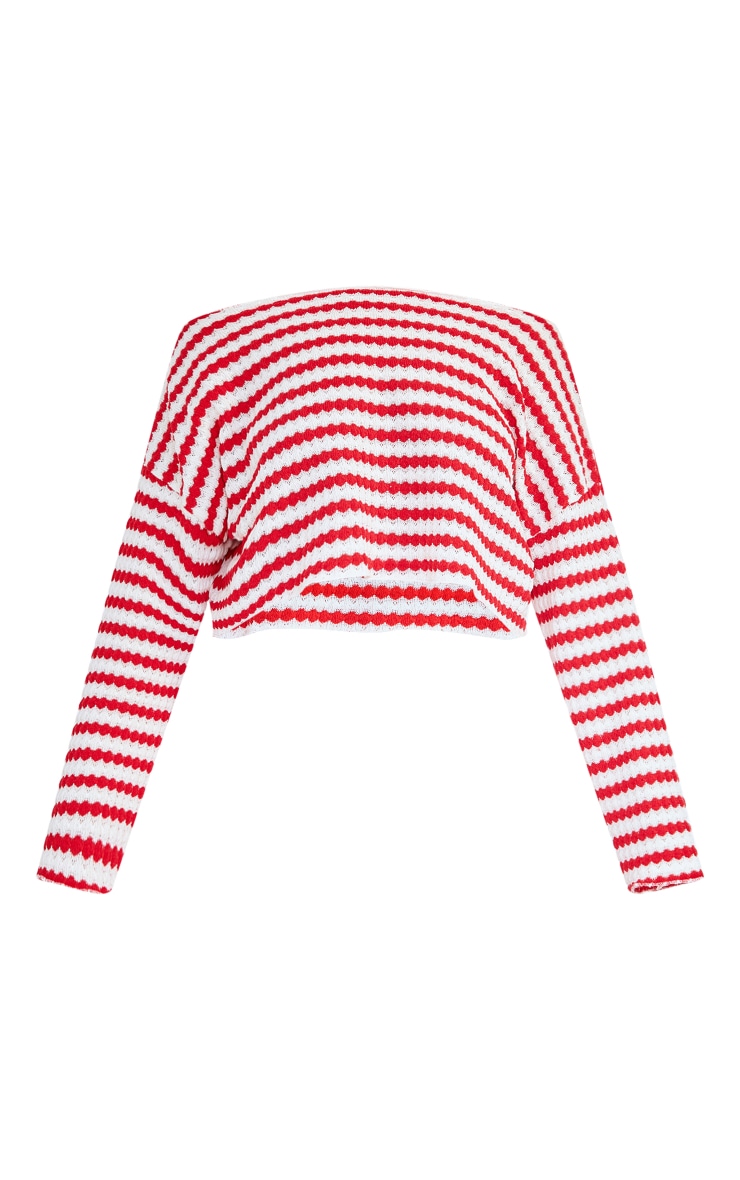 Plus Red Crochet Crop Sweater image 5