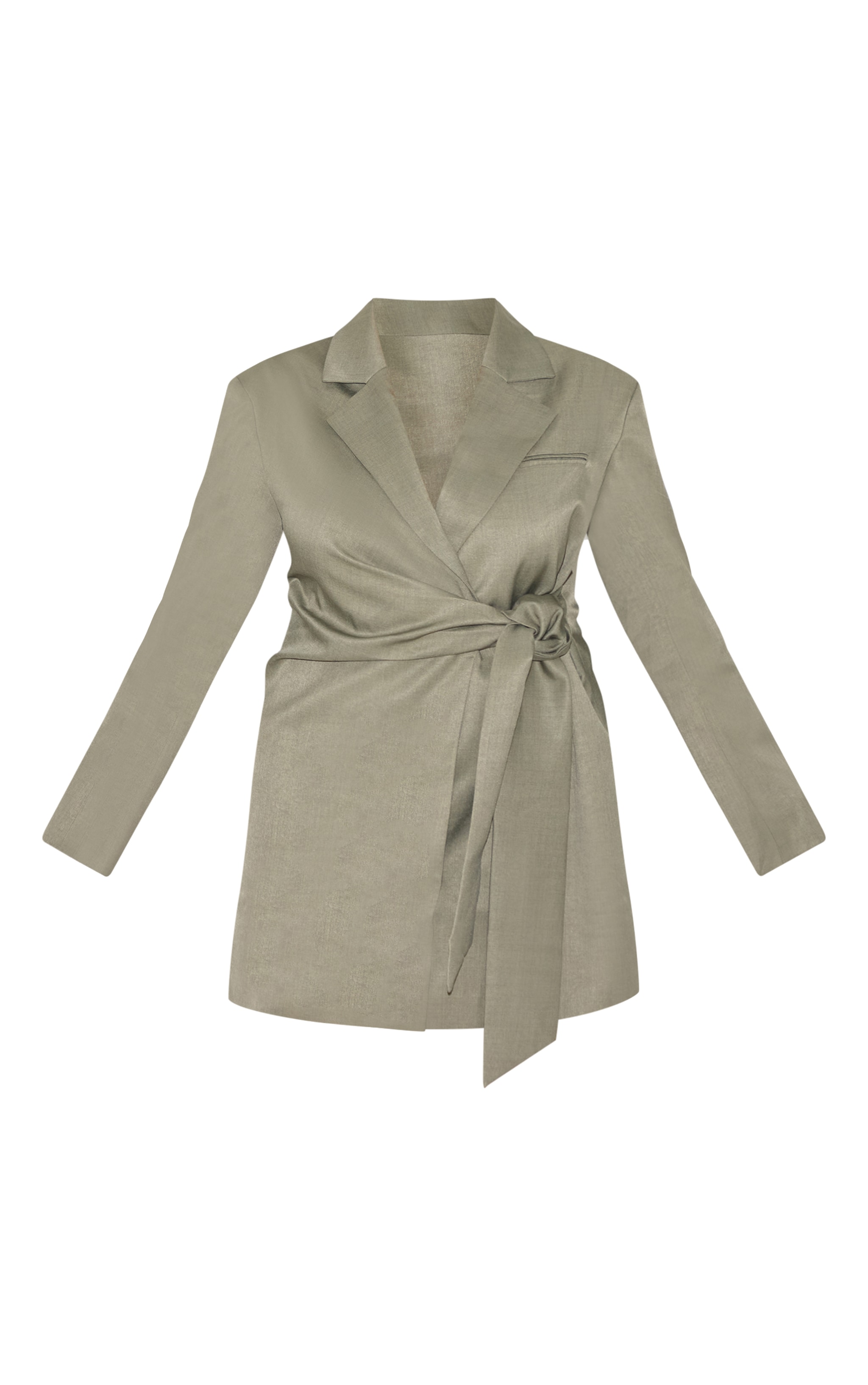 Plus Grey Woven Bazer Side Tie Mini Dress image 5
