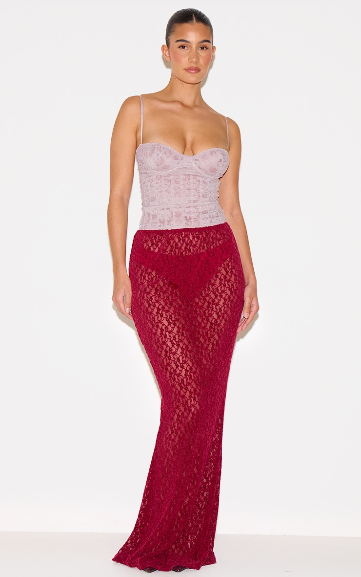 Mushroom Lace Spaghetti Strap Long Corset image 3