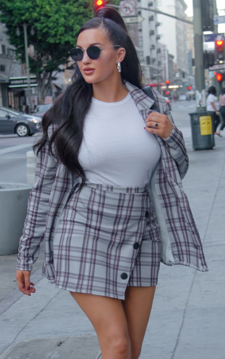 Grey Checked Boyfriend Blazer