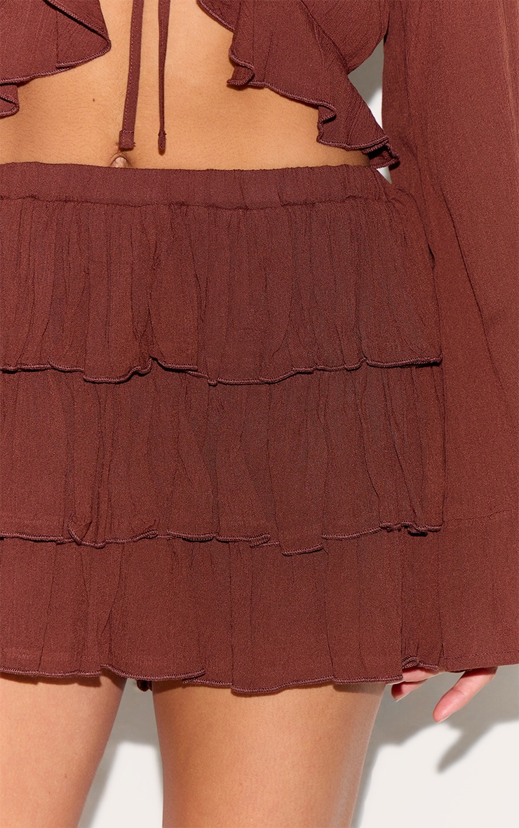 Petite Chocolate Cheesecloth Ruffle Mini Skort image 5