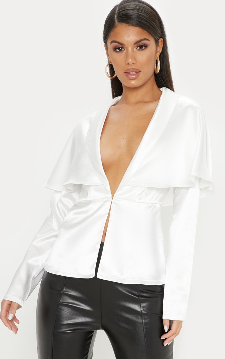 White Cape Shirt Tops PrettyLittleThing
