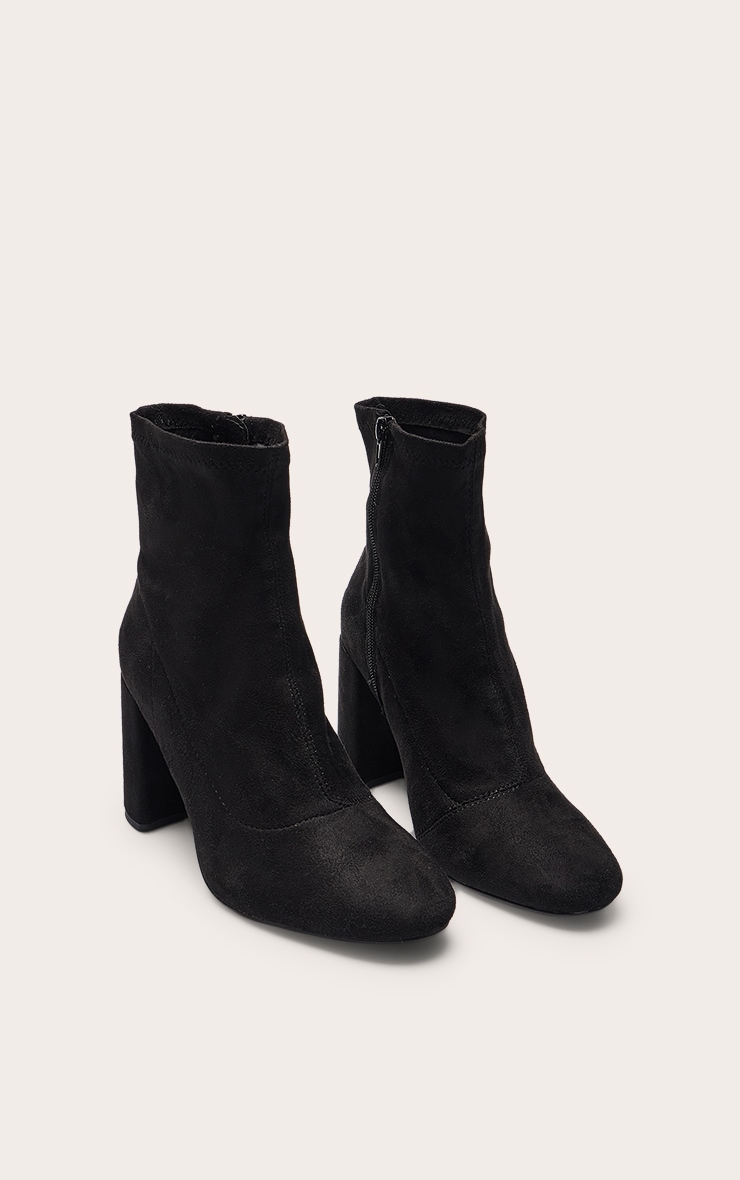 Bottines pointure large en suédine noire à bouts pointus et talons hauts image 3