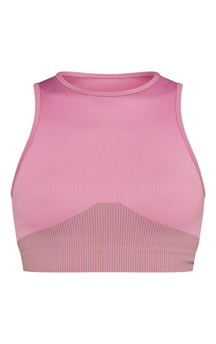 PLT Sport Top en jacquard mauve foncé sans coutures à dos ouvert image 5