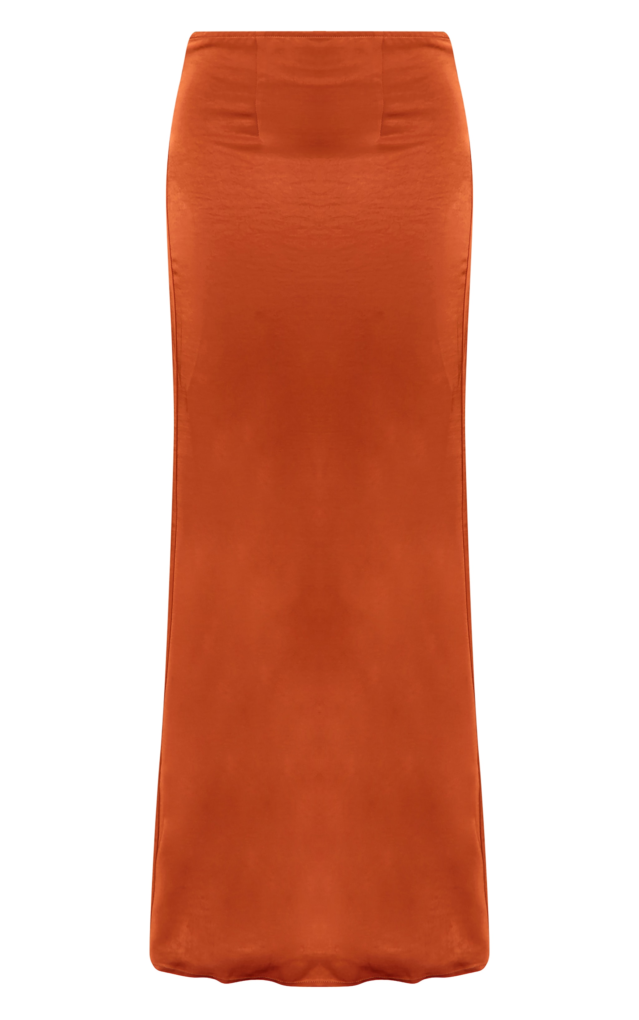 Rust Mid Rise Satin Maxi Skirt image 5