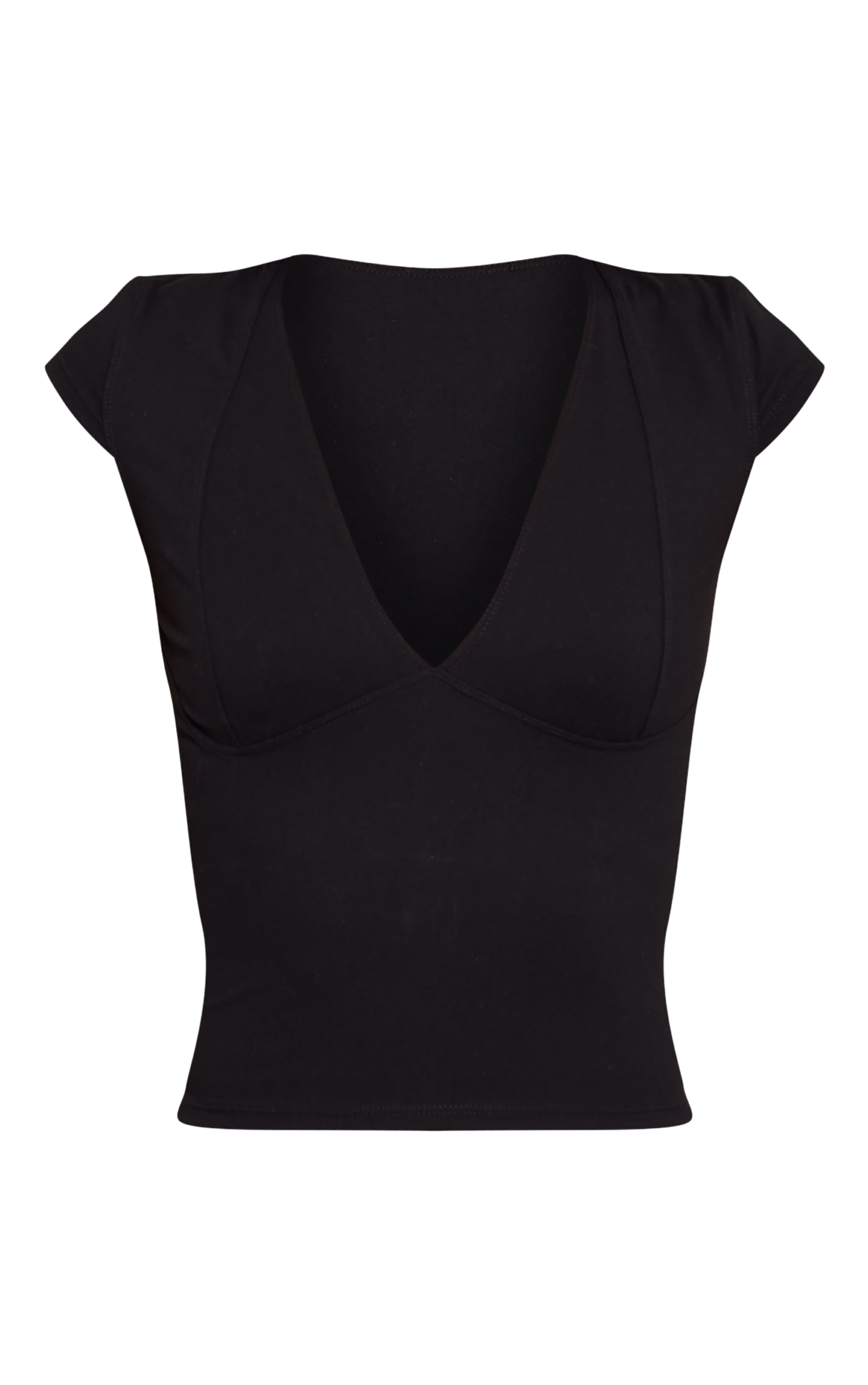 Tall Black Contour Sculpt V Neck Crop Top image 5