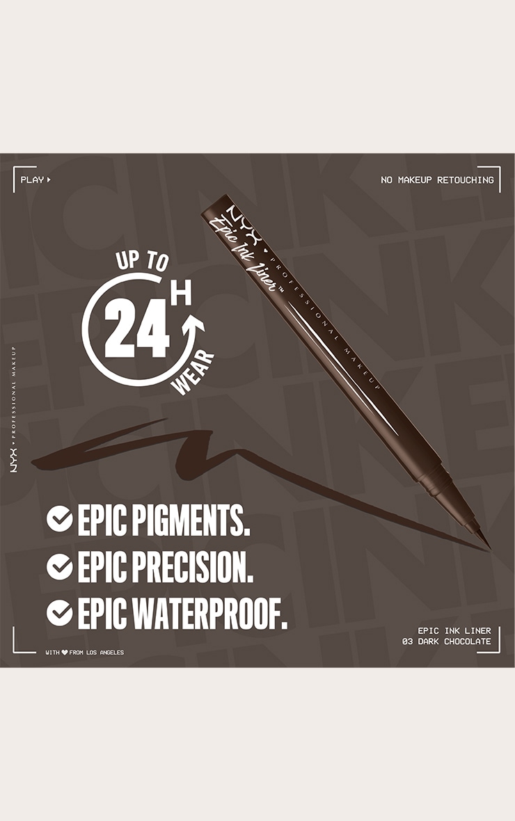 NYX PMU Eyeliner feutre liquide résistant à l'eau Epic Ink Liner Dark Chocolate image 2