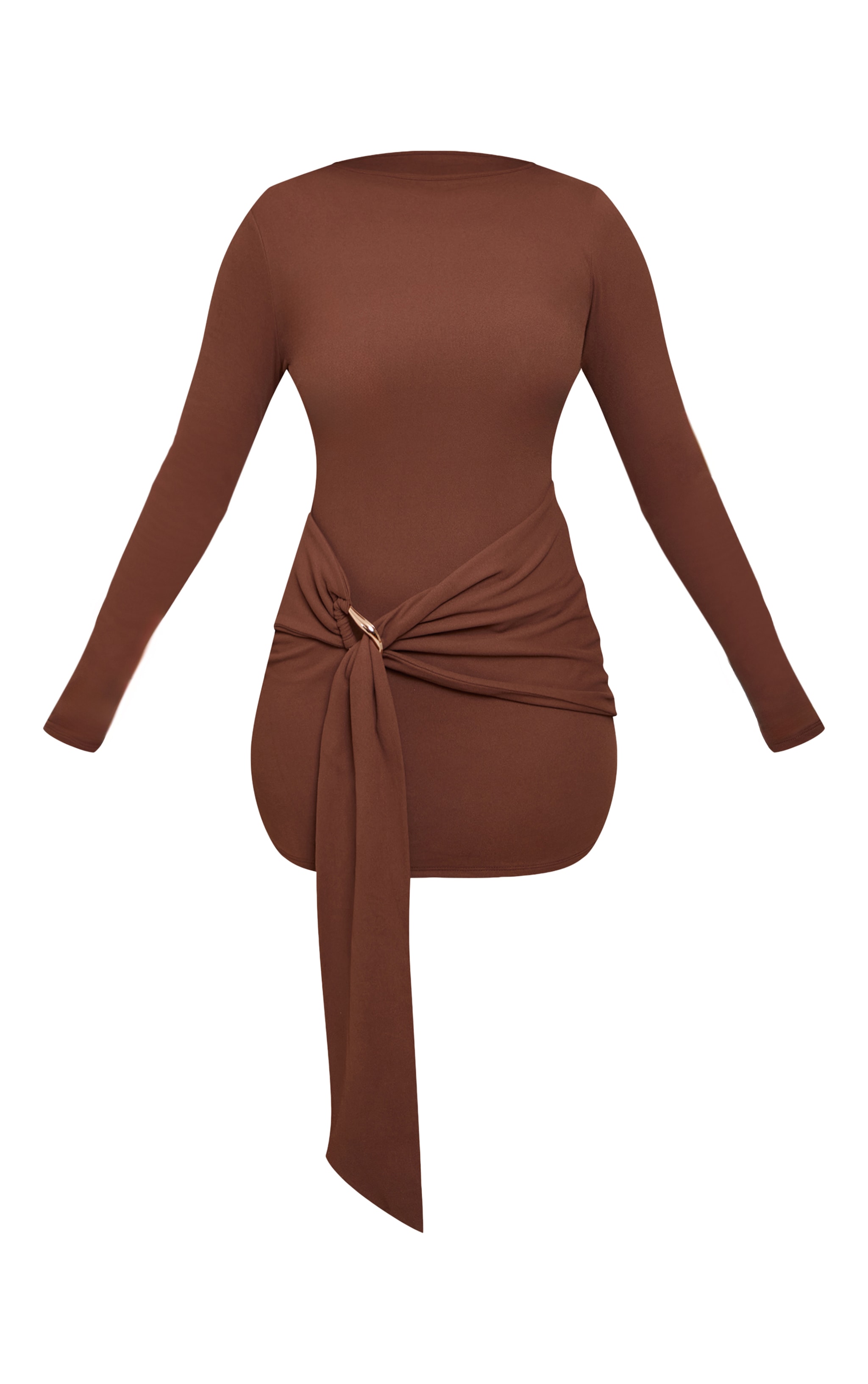Shape Chocolate Long Sleeve Waist Trim Detail Mini Dress image 5