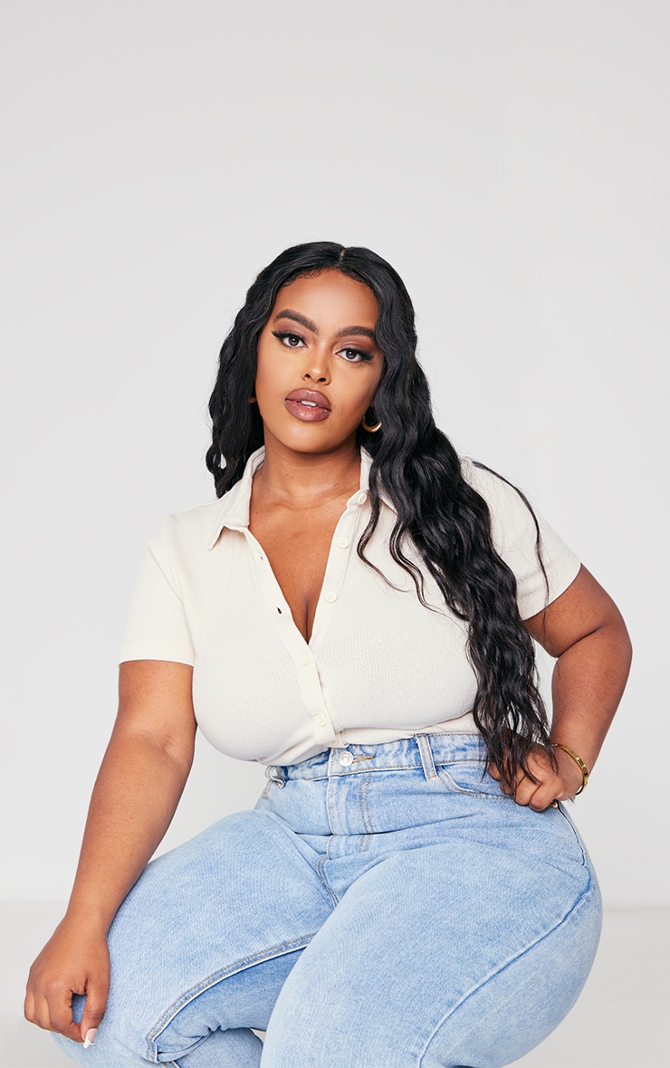 Plus Stone Rib Polo Bodysuit image 3