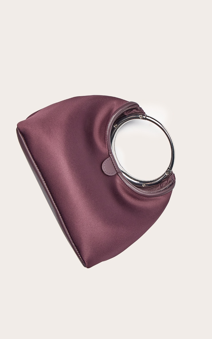 Plum Satin Grab Handle Clutch Bag image 5