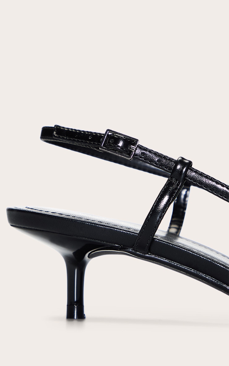 Escarpins en PU noir à talon kitten et bride derrière image 5