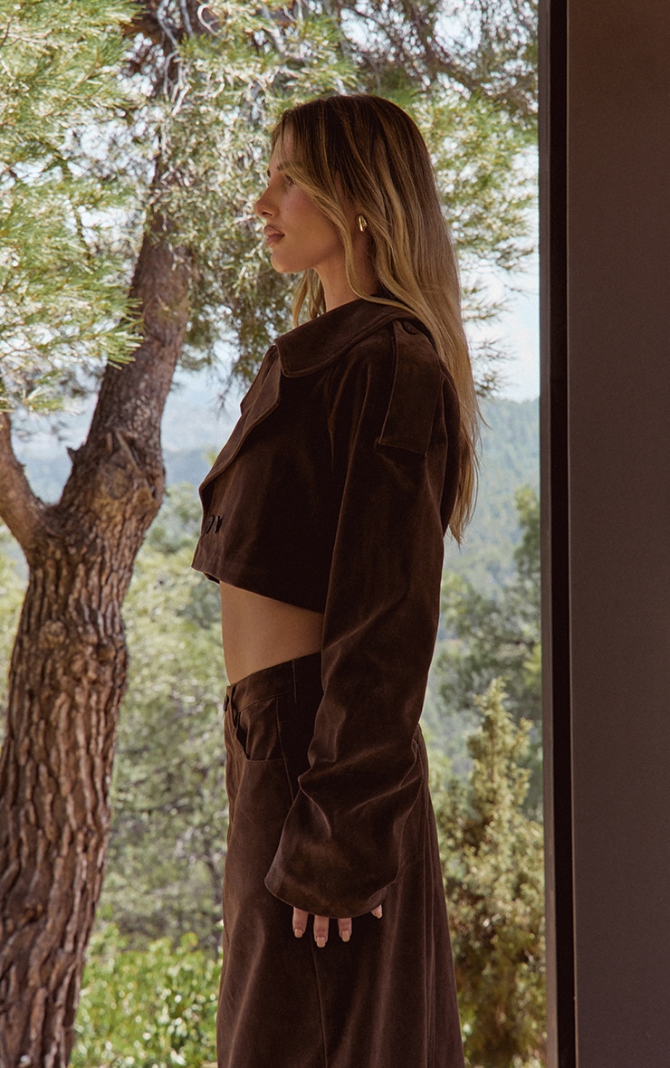 Brown Faux Suede Maxi Skirt image 5