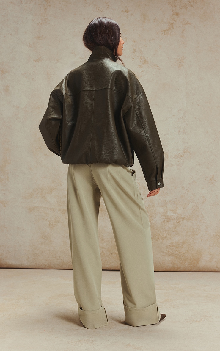 Sage Woven Tailored Wide Leg Turn Up Hem Pant image 3