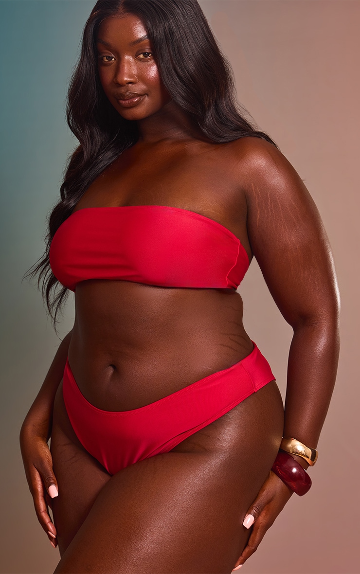 Plus Red Bandeau Mix & Match Bikini Top image 3