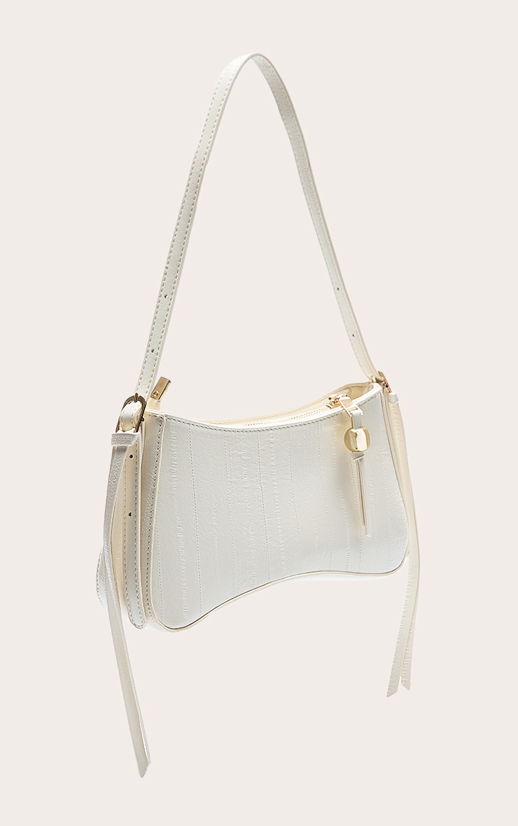 Cream Curved Beaded Shoulder Bag image 5