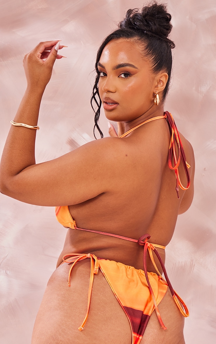 Plus Orange Abstract Printed Triangle Bikini Top image 2