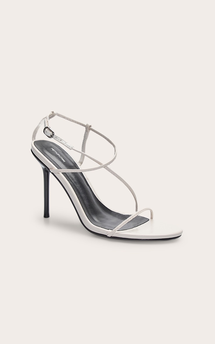 Monochrome Pu Round Toe Strappy High Stiletto Heeled Sandals image 3