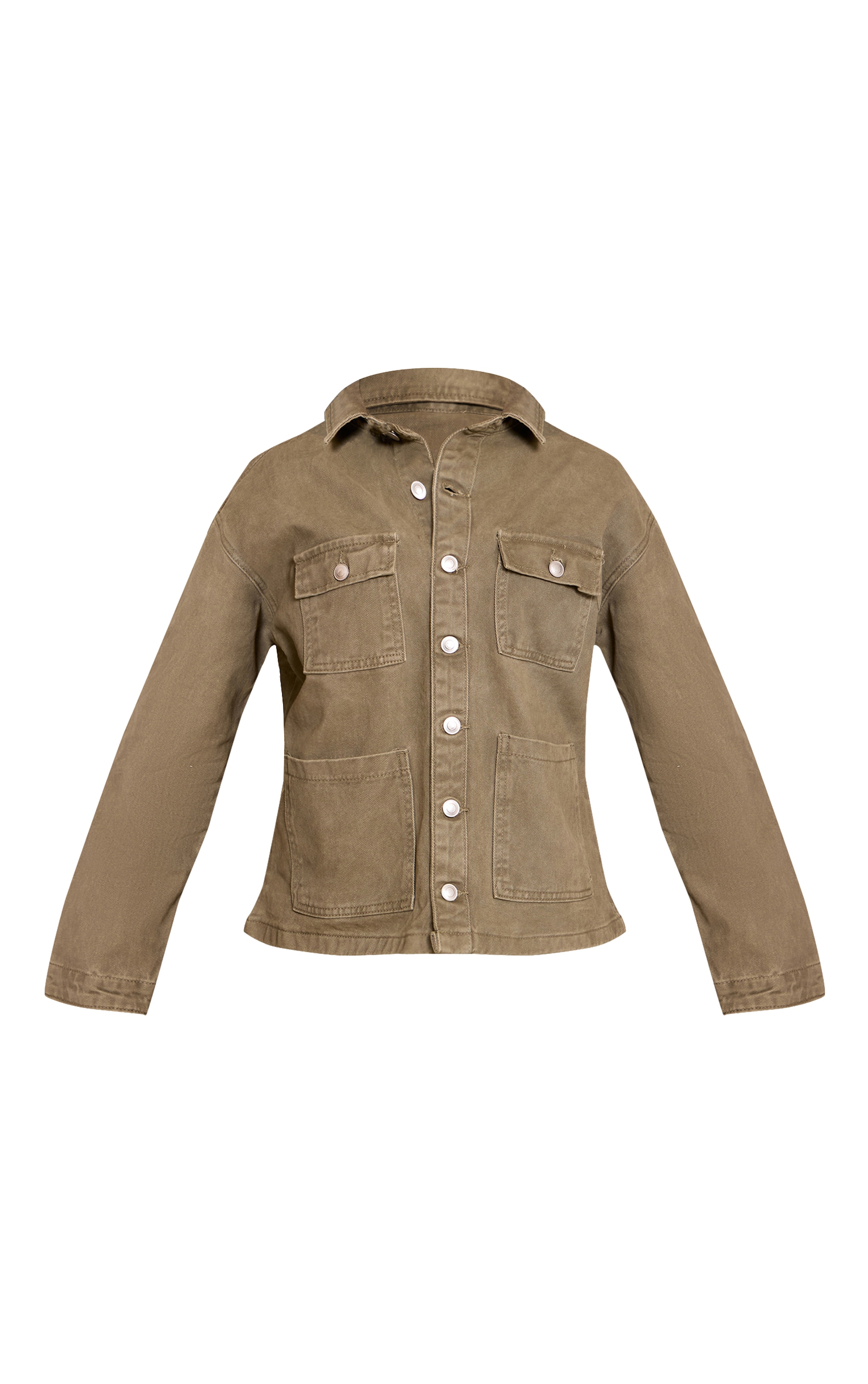 Petite Veste longue oversize en jean kaki délavé image 5