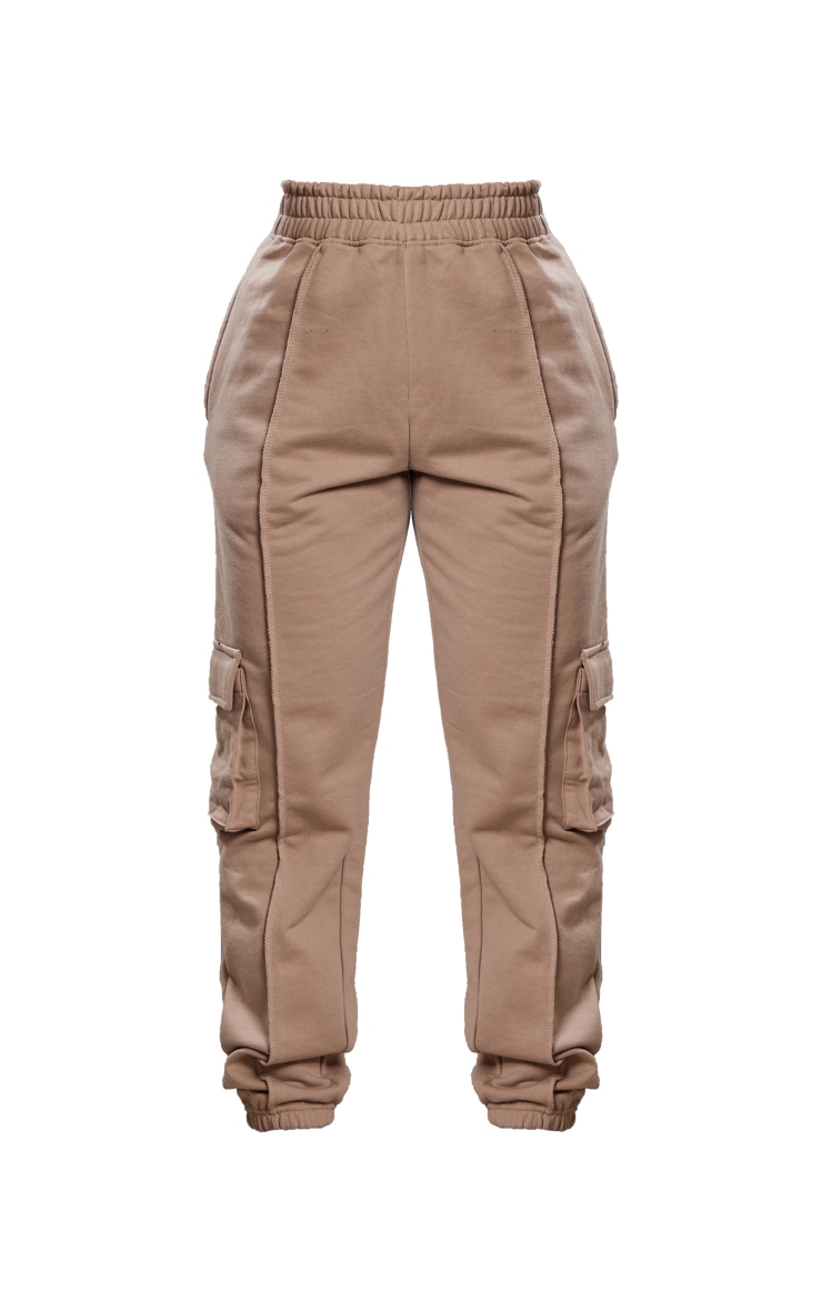 PRETTYLITTLETHING Mocha Seam Detail Cargo Joggers image 5