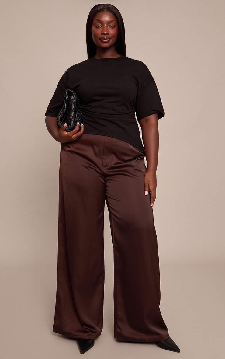 Plus Black Ruched Side Detail T Shirt image 3