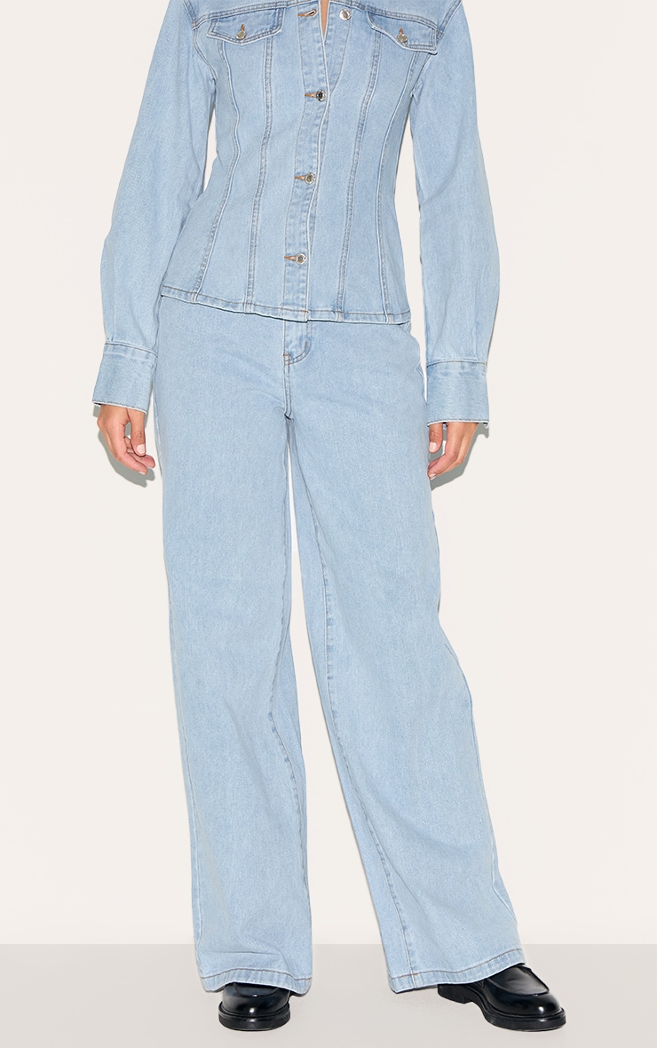 Tall Light Blue Wash High Waist Wide Leg Jeans image 2