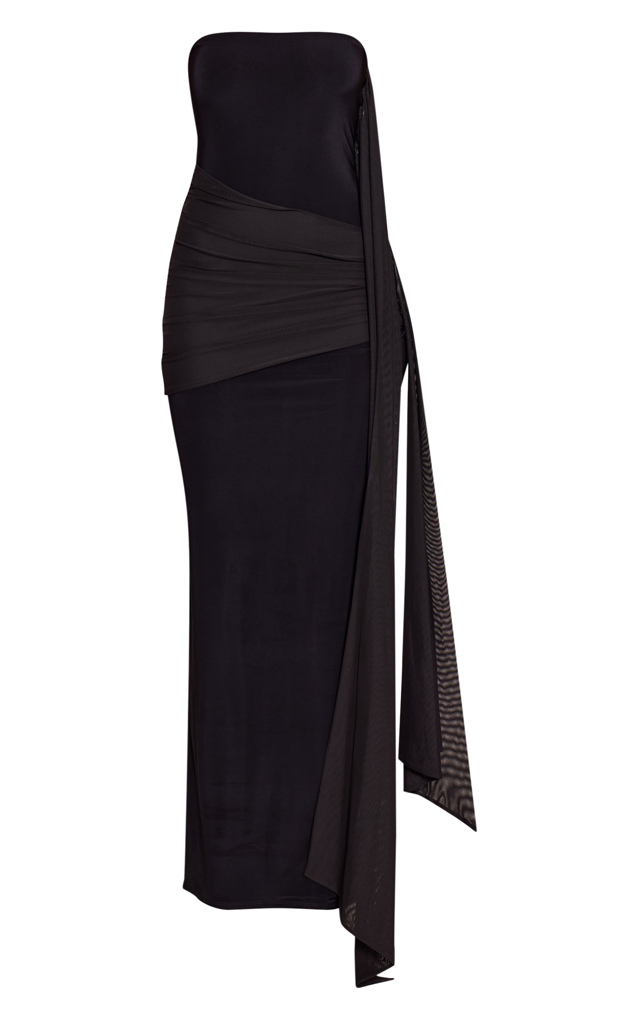Black Slinky Wrap Scarf Maxi Dress image 5