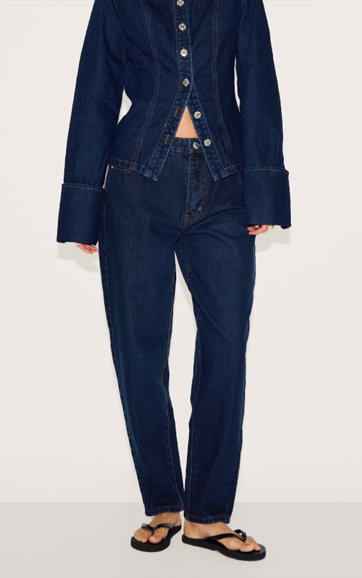 Indigo High Waist Mom Jeans | Denim | PrettyLittleThing USA Indigo High Waist Mom Jeans | Denim | PrettyLittleThing USA