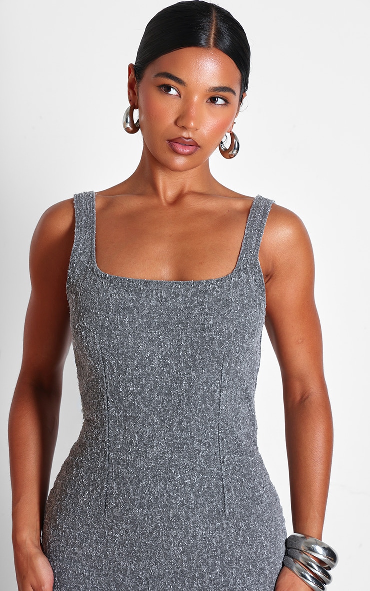 Grey Bobble Denim Bodycon Micro Mini Dress image 4