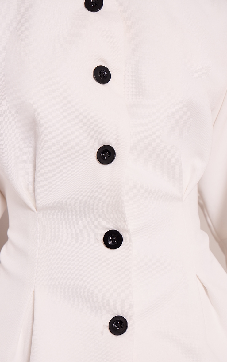 Cream Cinched Waist Button Up Blazer image 4