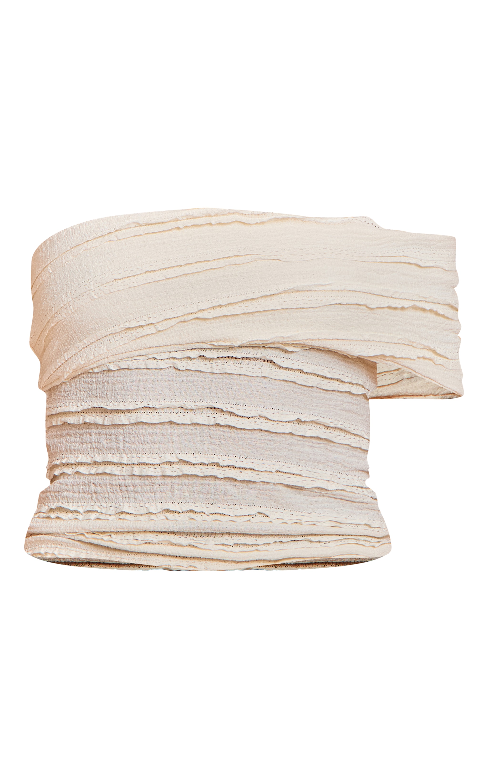 Petite Cream Textured Rib One Shoulder Top image 5