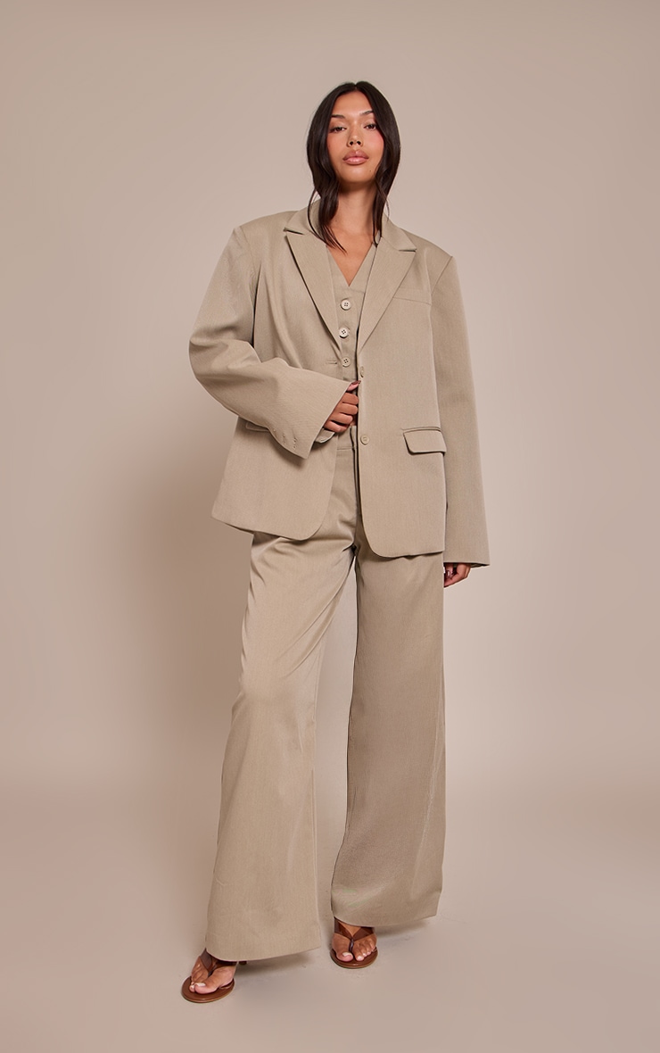 Grey Tailored Woven Oversized Dad Blazer image 3