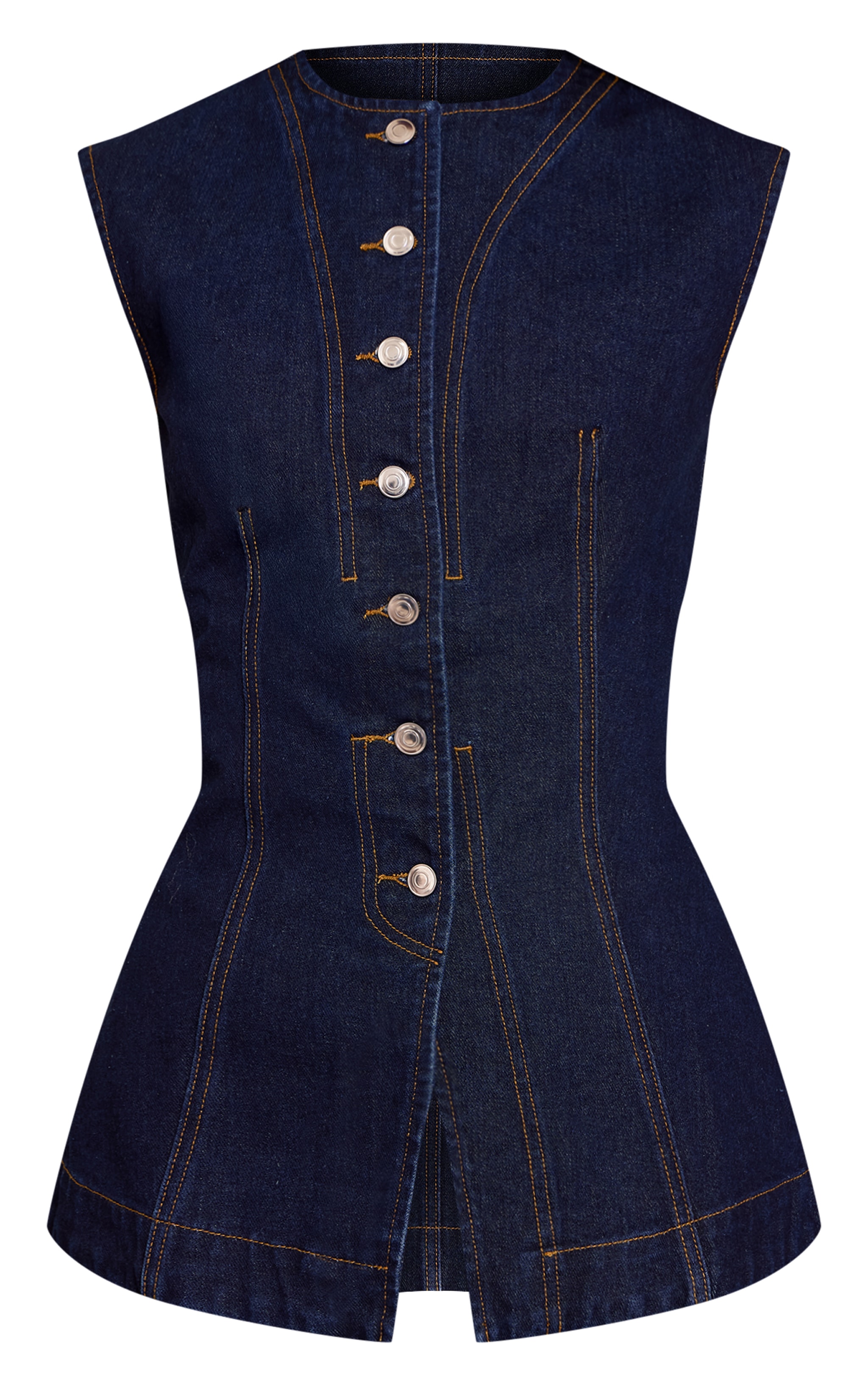 Tall Indigo Longline Sleeveless Denim Top image 5