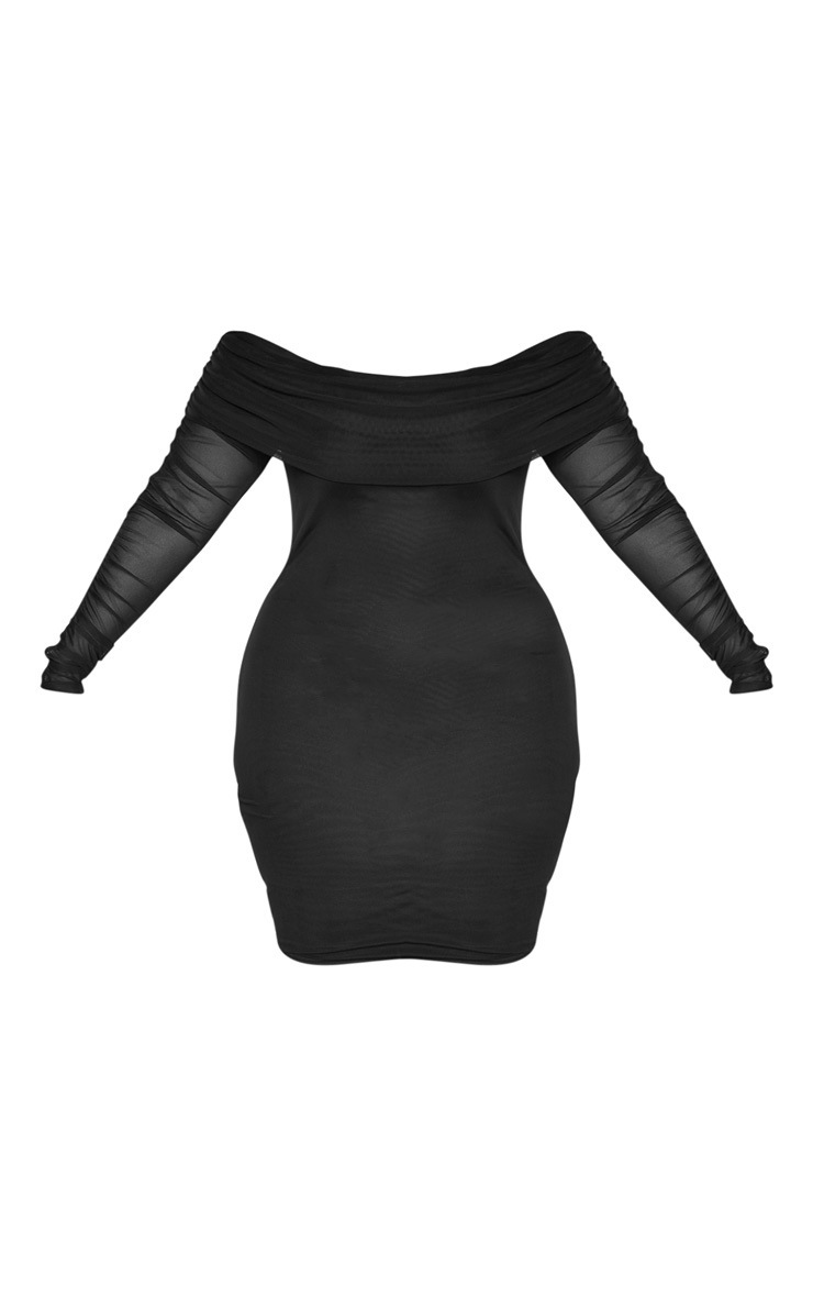 plus white mesh ruched bardot midi dress