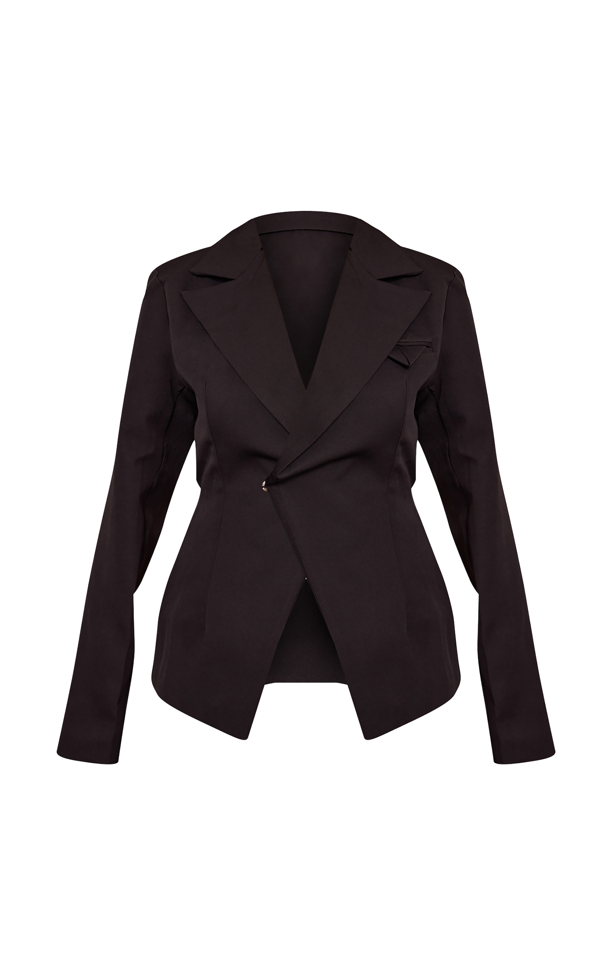Shape Black Tailored Asymmetrical Cross Over Adjustable Waist Blazer image 5