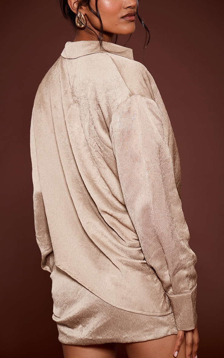 Stone Textured Satin Ruched Mini Skirt image 3