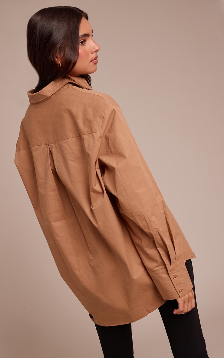 Tan Cotton Oversized Cuff Shirt image 2