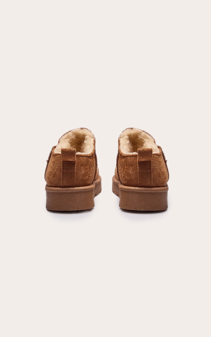 Chestnut Fluffy Lined Platform Slip On Flats image 4