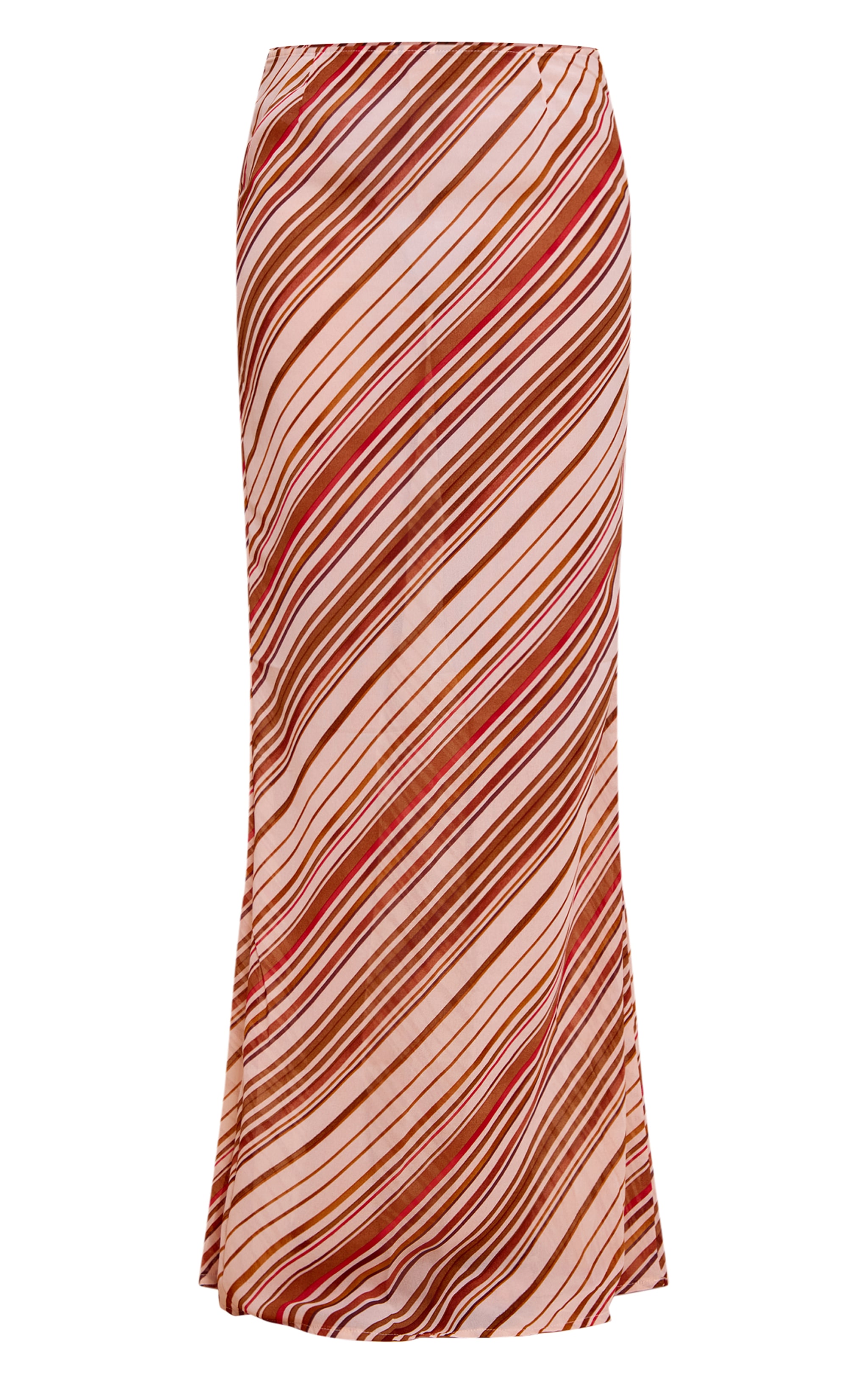 Rust Chiffon Striped Mid Rise Maxi Skirt image 5