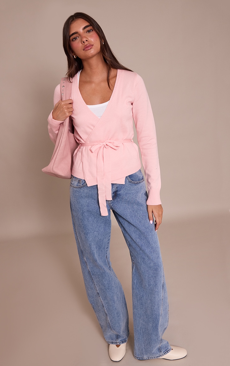 Pink Pilates Wrap Knitted Cardigan image 3
