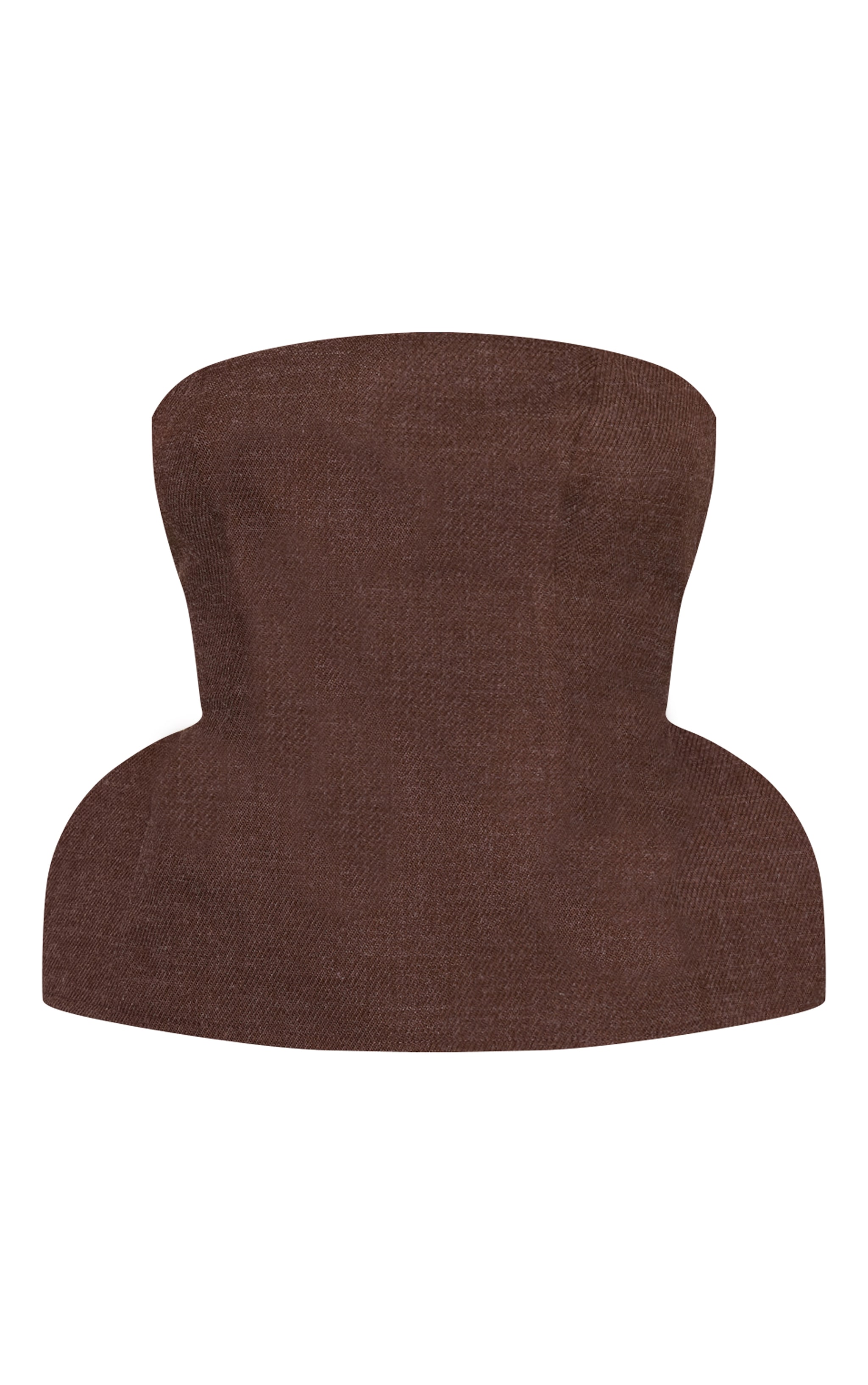 Dark Chocolate Woven Peplum Detail Bandeau Top image 5