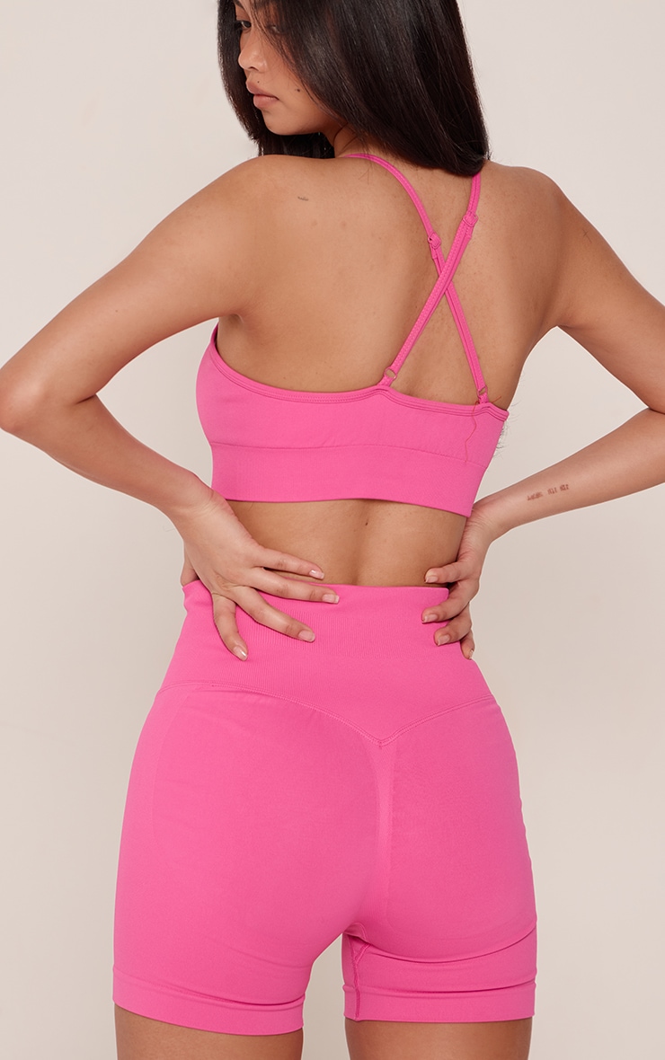 Hot Pink Seamless Padded Sports Bra image 2