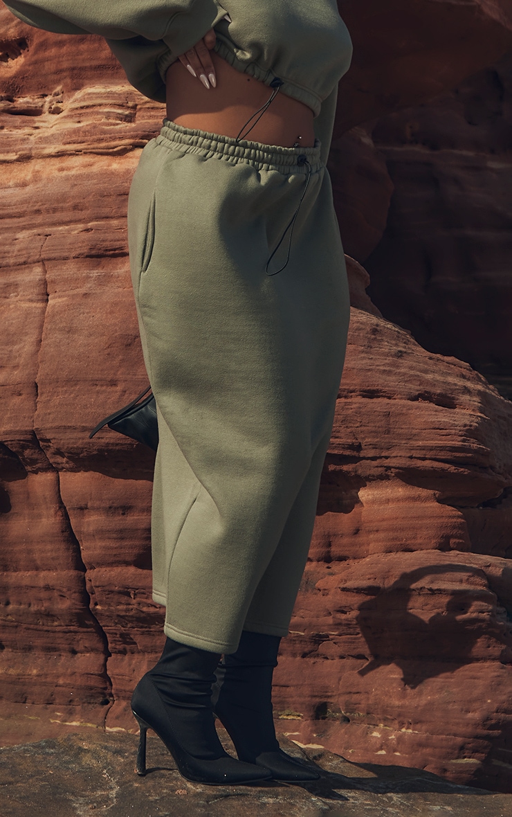 Plus Khaki Toggle Hem Crop Sweatshirt image 3