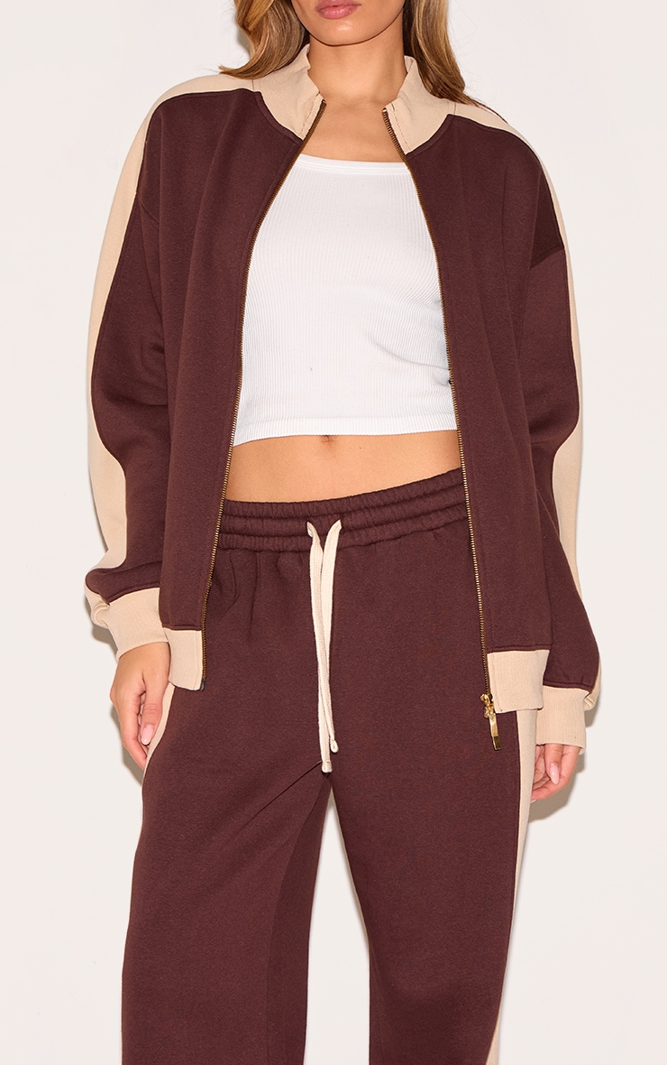 Chocolate Wide Leg Color Block Split Hem Sweatpants image 4